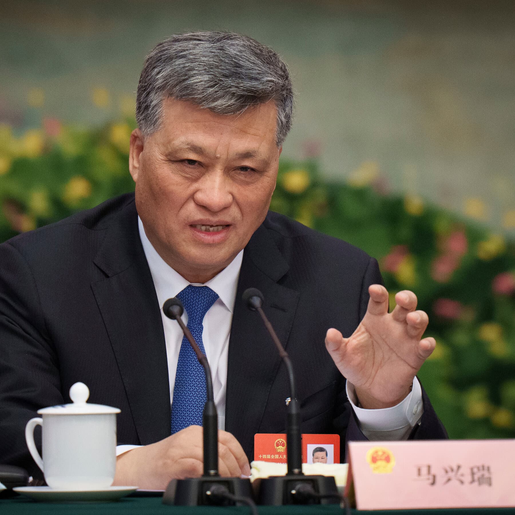 Chinese Politburo member Ma Xingrui during a press conference.