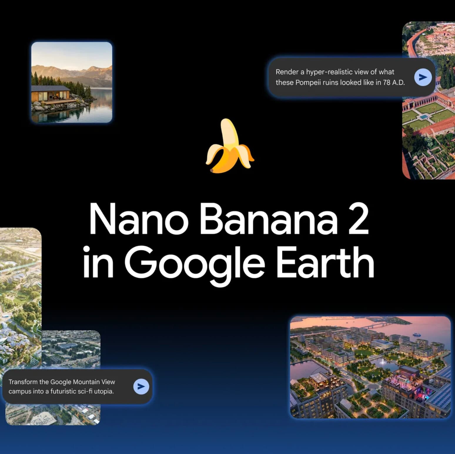 Google Earth logo with a visual representation of AI-generated images