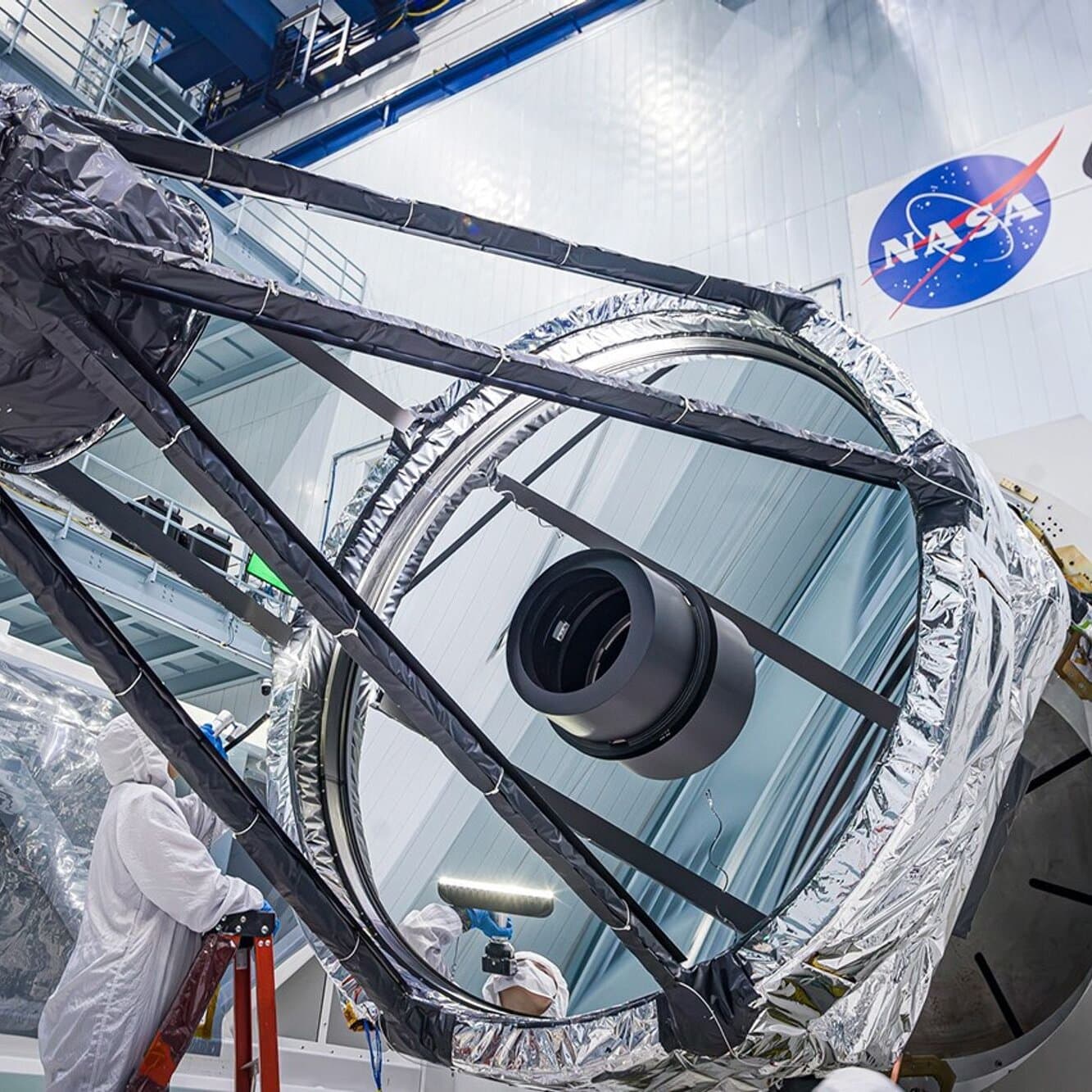An illustration of NASA's Nancy Grace Roman Space Telescope in space, highlighting its wide-field capabilities.