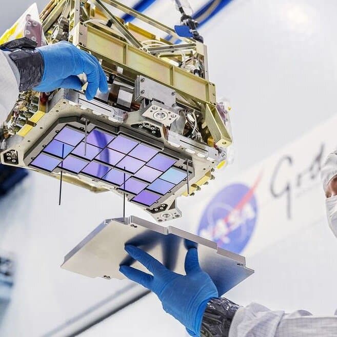Falcon Heavy rocket launching NASA's Roman Space Telescope into space from Kennedy Space Center.