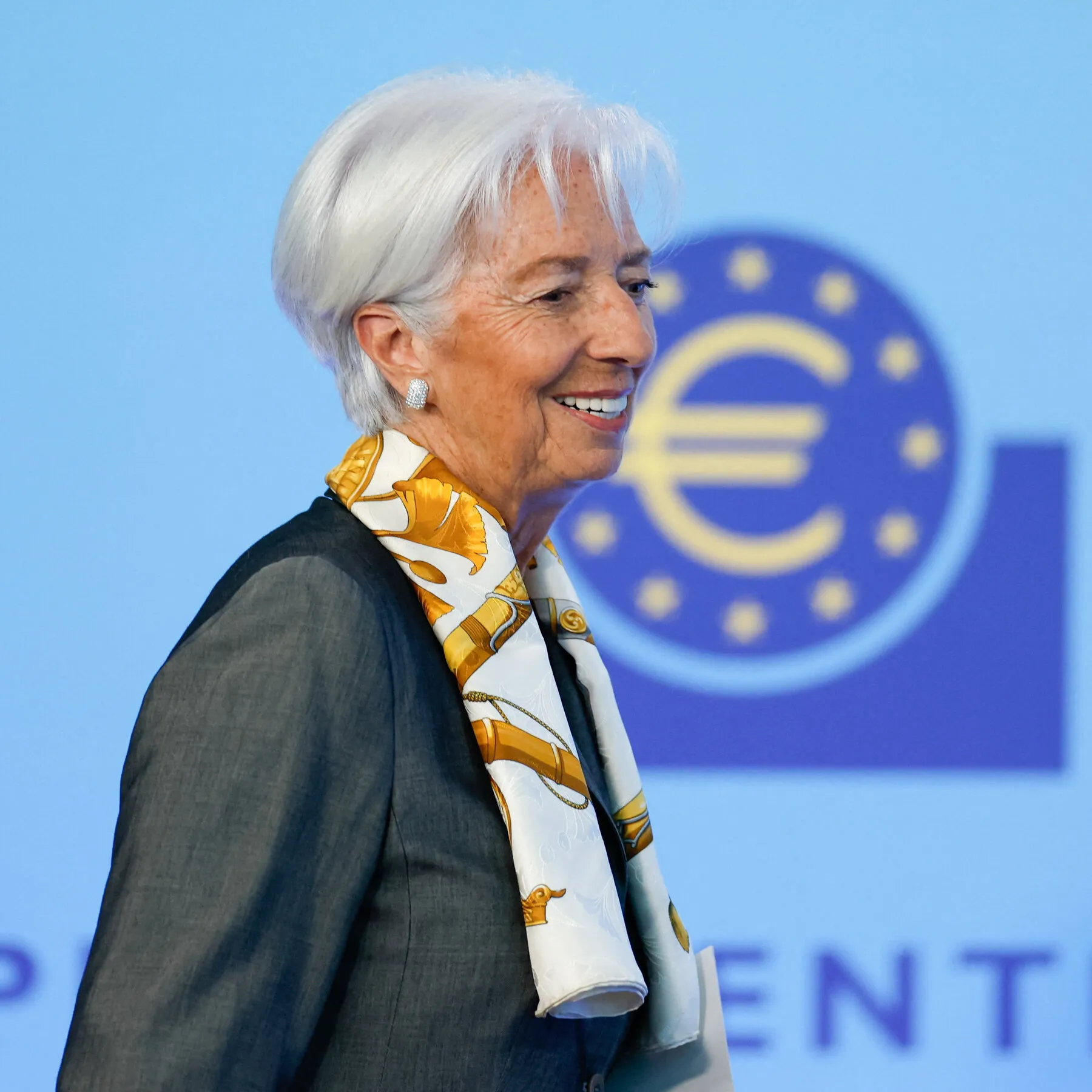 Bold typography graphic displaying Christine Lagarde age 70 and European Central Bank transition details