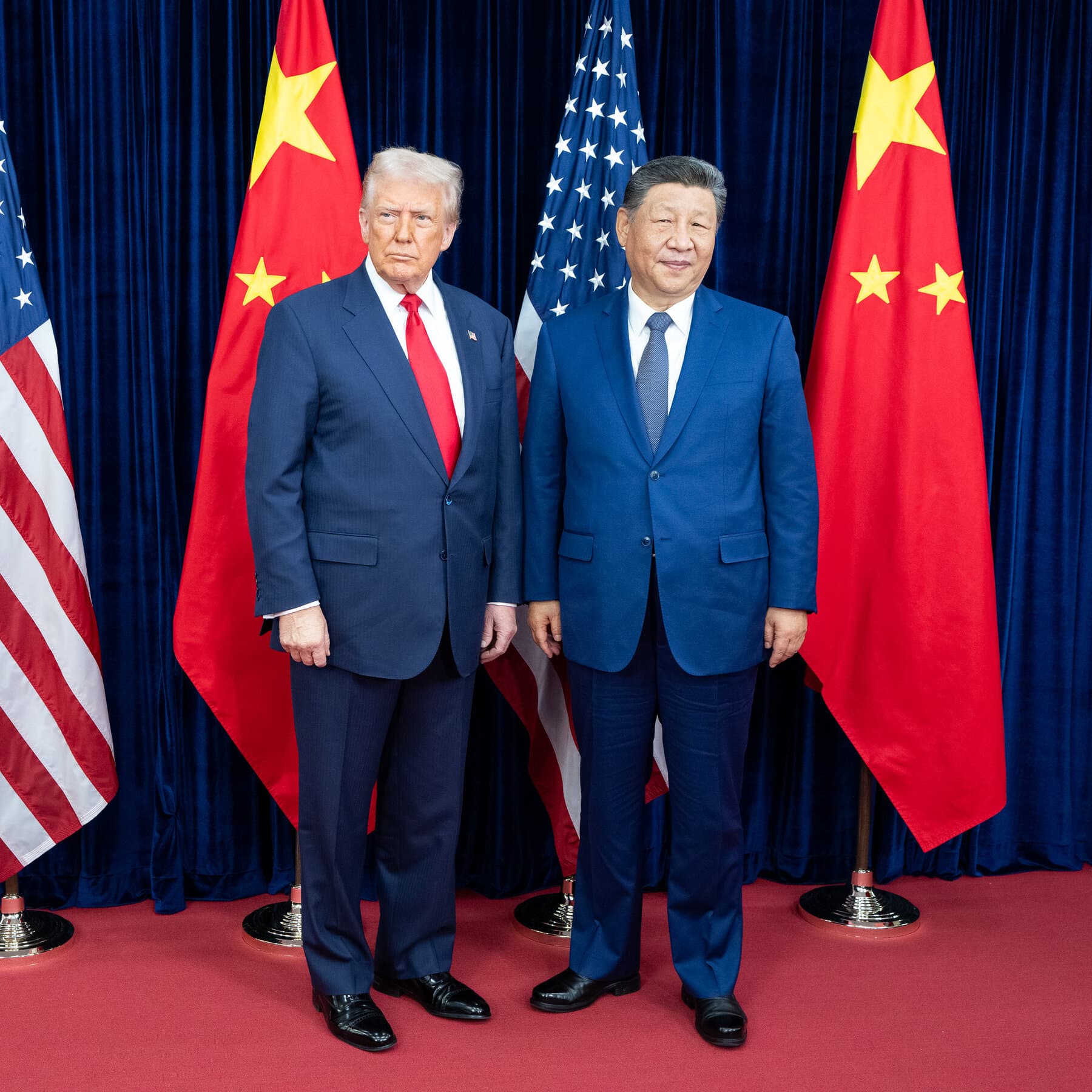 Infographic depicting the timeline of U.S.-China trade relations and key figures in the upcoming summit.