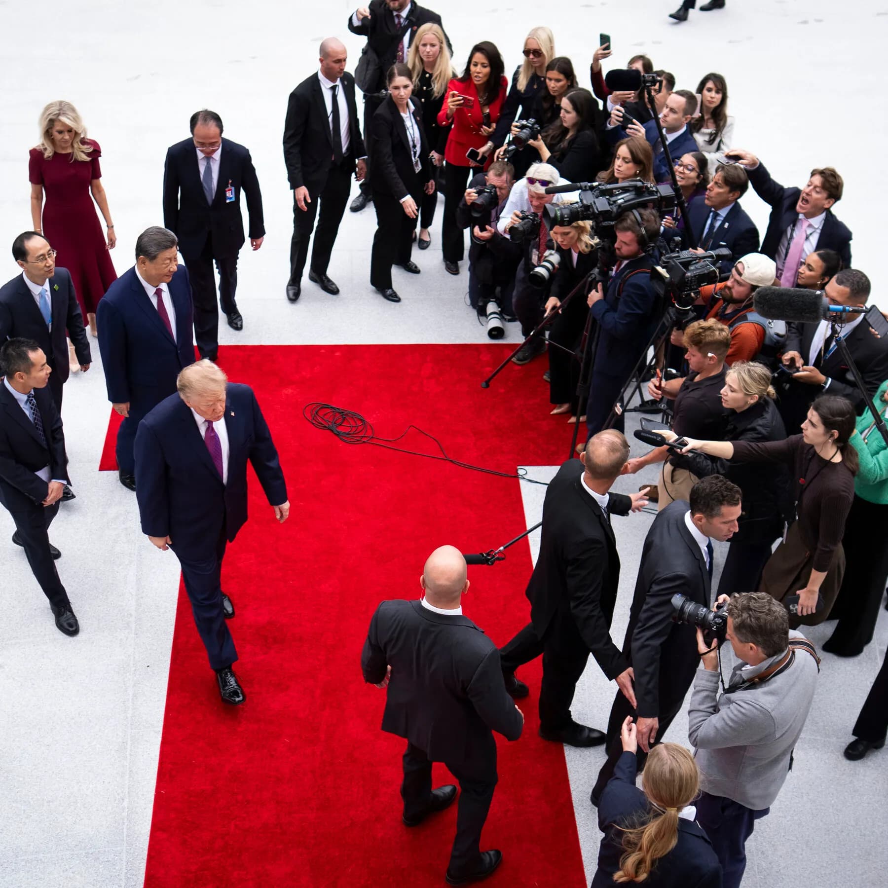 A graphic showing the restored press access to CNN, MS NOW, and Politico at the White House.