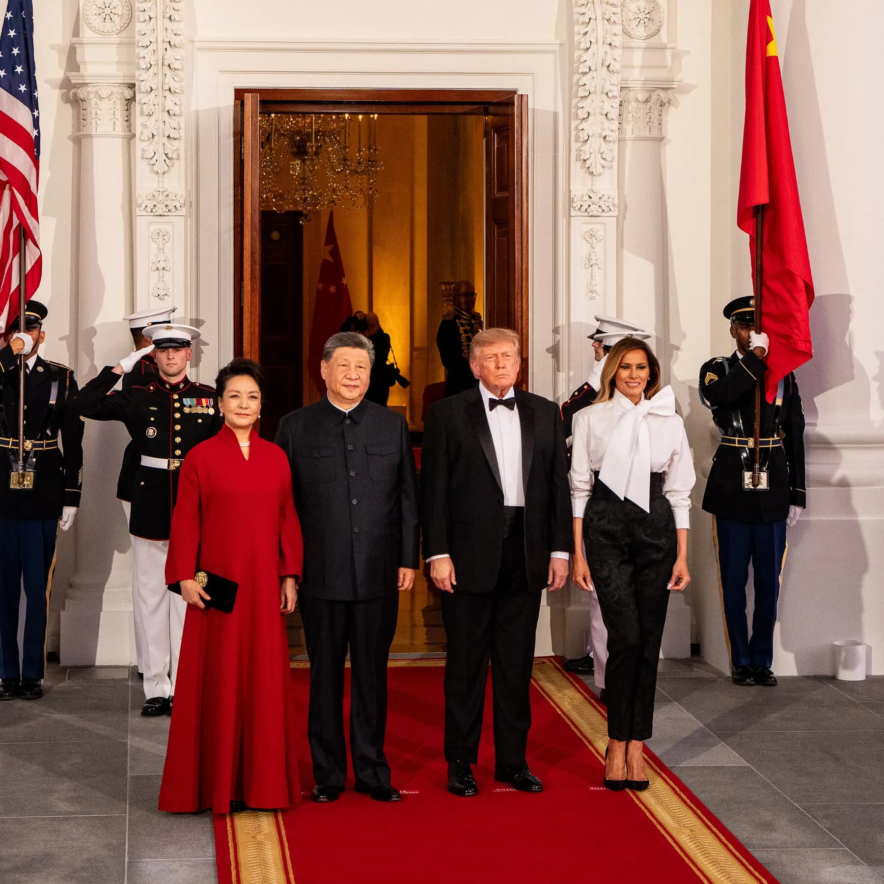 Infographic showing the decline of Chinese corporate leaders at U.S. summits, highlighting the erosion of U.S.-China business ties.