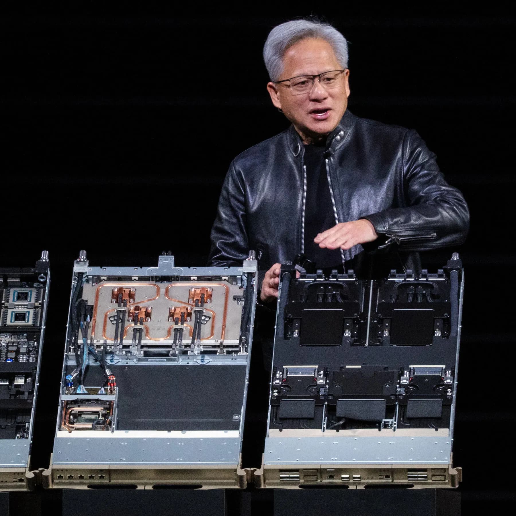 Nvidia's $150 billion share repurchase announcement with AI technology visuals.