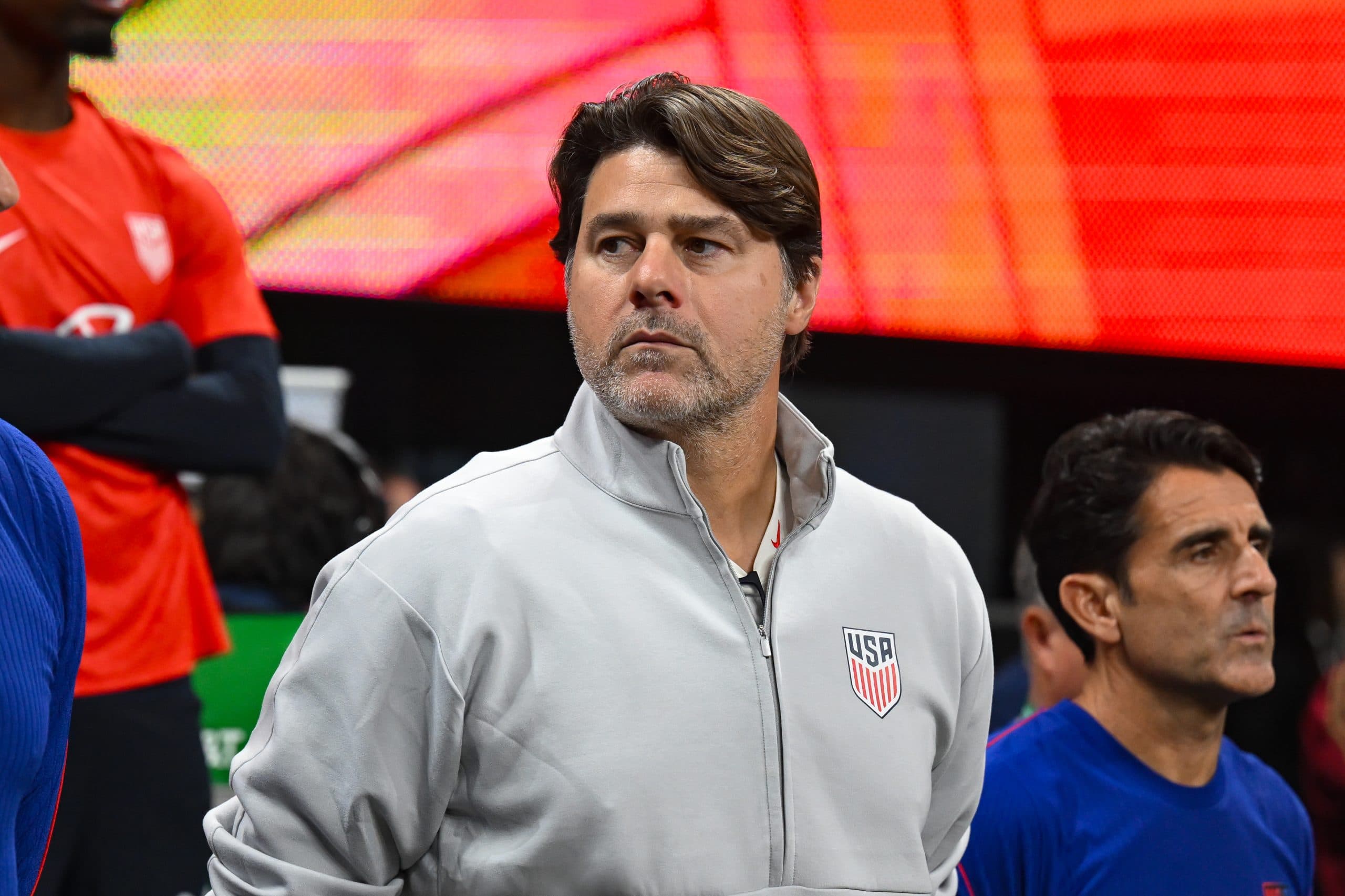 Mauricio Pochettino coaching the USMNT during a match.