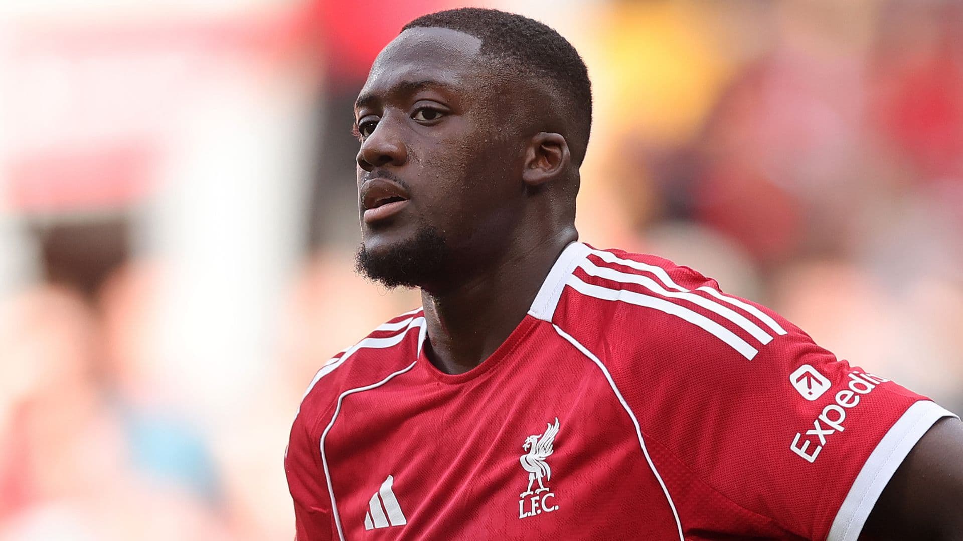 Ibrahima Konate in action during a match for Liverpool.