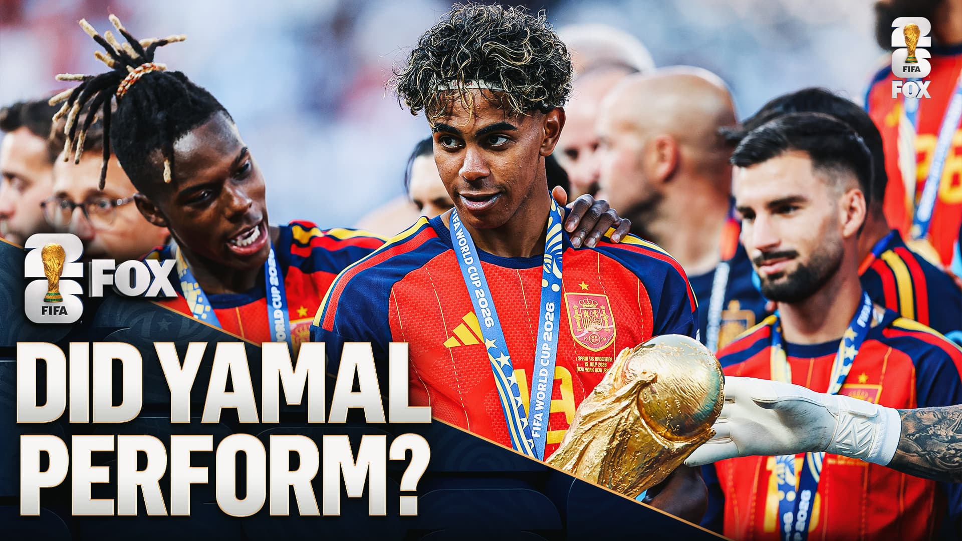 Lamine Yamal celebrating Spain's World Cup victory
