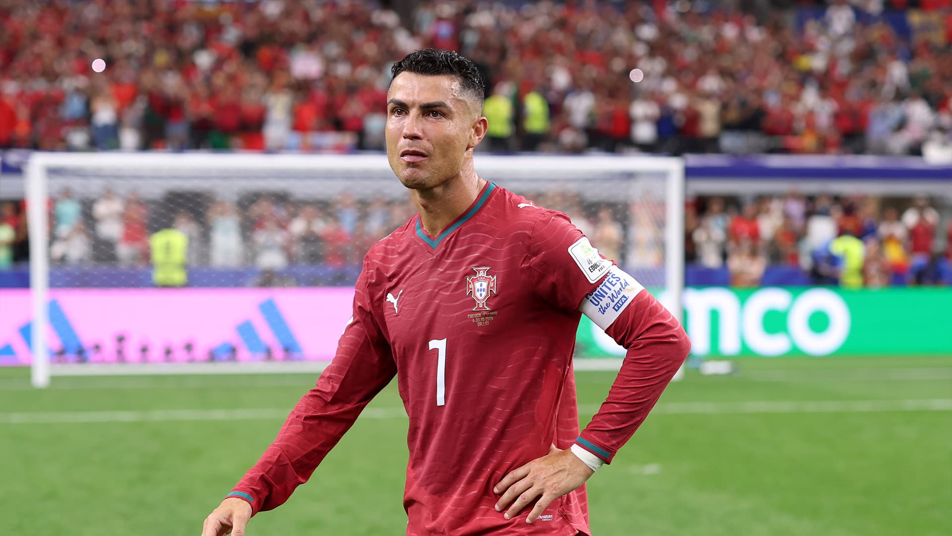 Cristiano Ronaldo bidding farewell to fans after his final World Cup match.