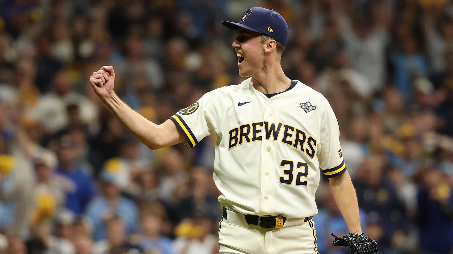 Graphic showing Milwaukee Brewers pitcher Jacob Misiorowski alongside a bold 103.5 mph radar reading.