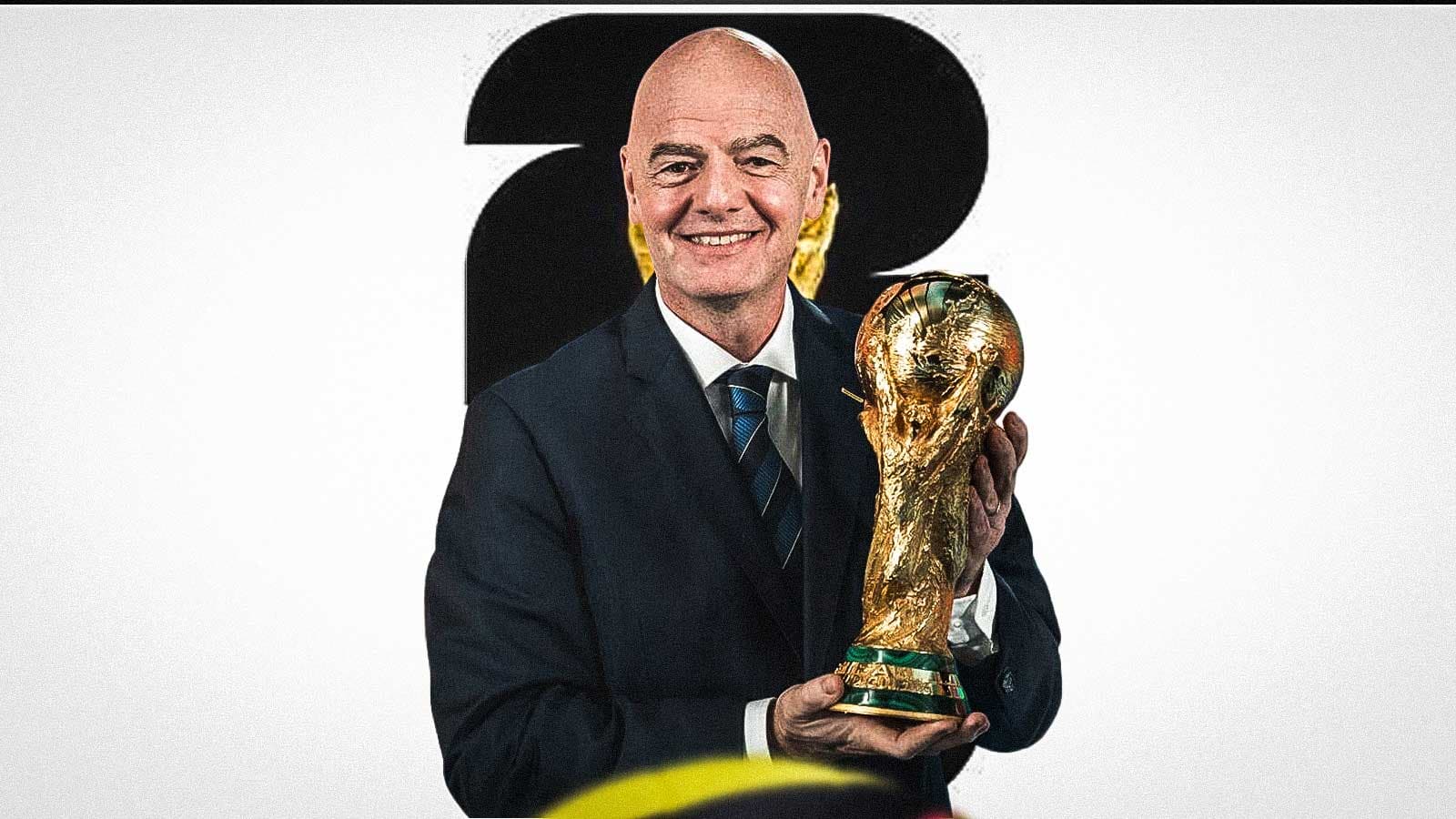 Fans celebrating at the FIFA World Cup with advanced technology in officiating.