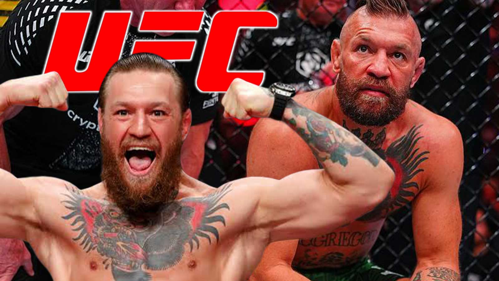 Conor McGregor in action during his fight against Max Holloway at UFC 329.
