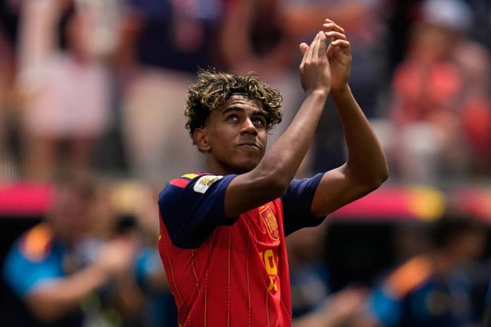Lamine Yamal celebrating his record-setting performance at the World Cup.
