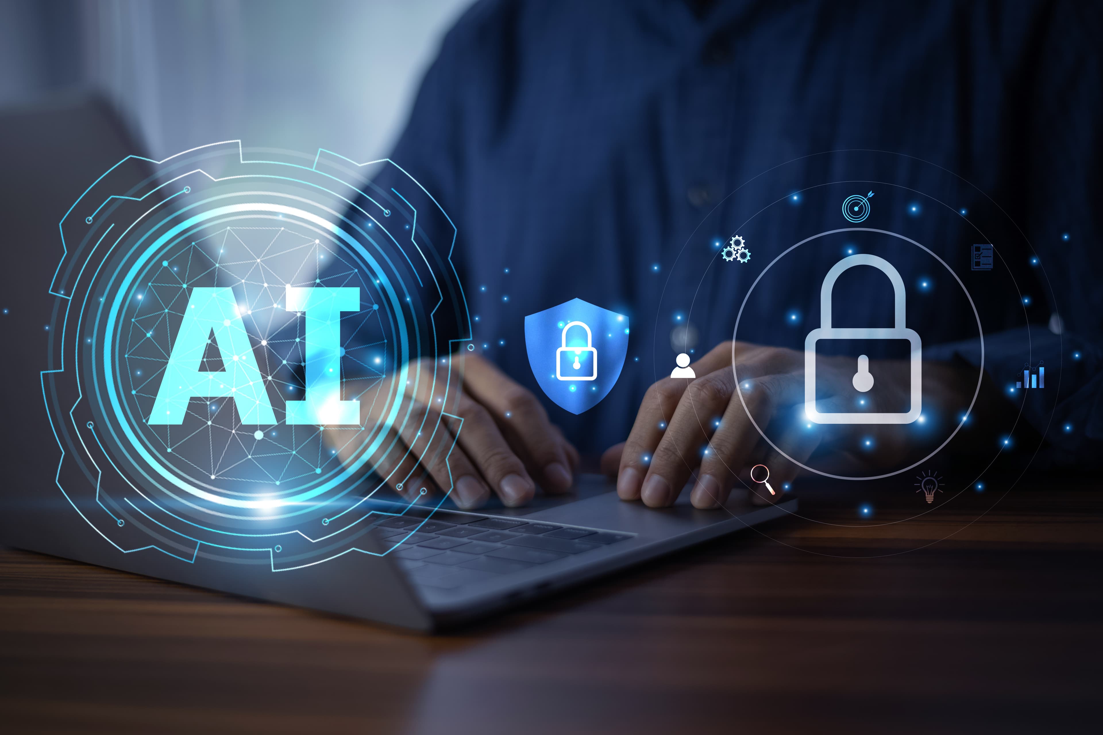 Illustration of cybersecurity challenges in AI technologies.