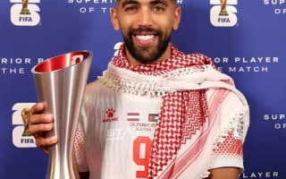 Ali Olwan celebrating his historic goal for Jordan in the FIFA World Cup, symbolizing emerging football identity.